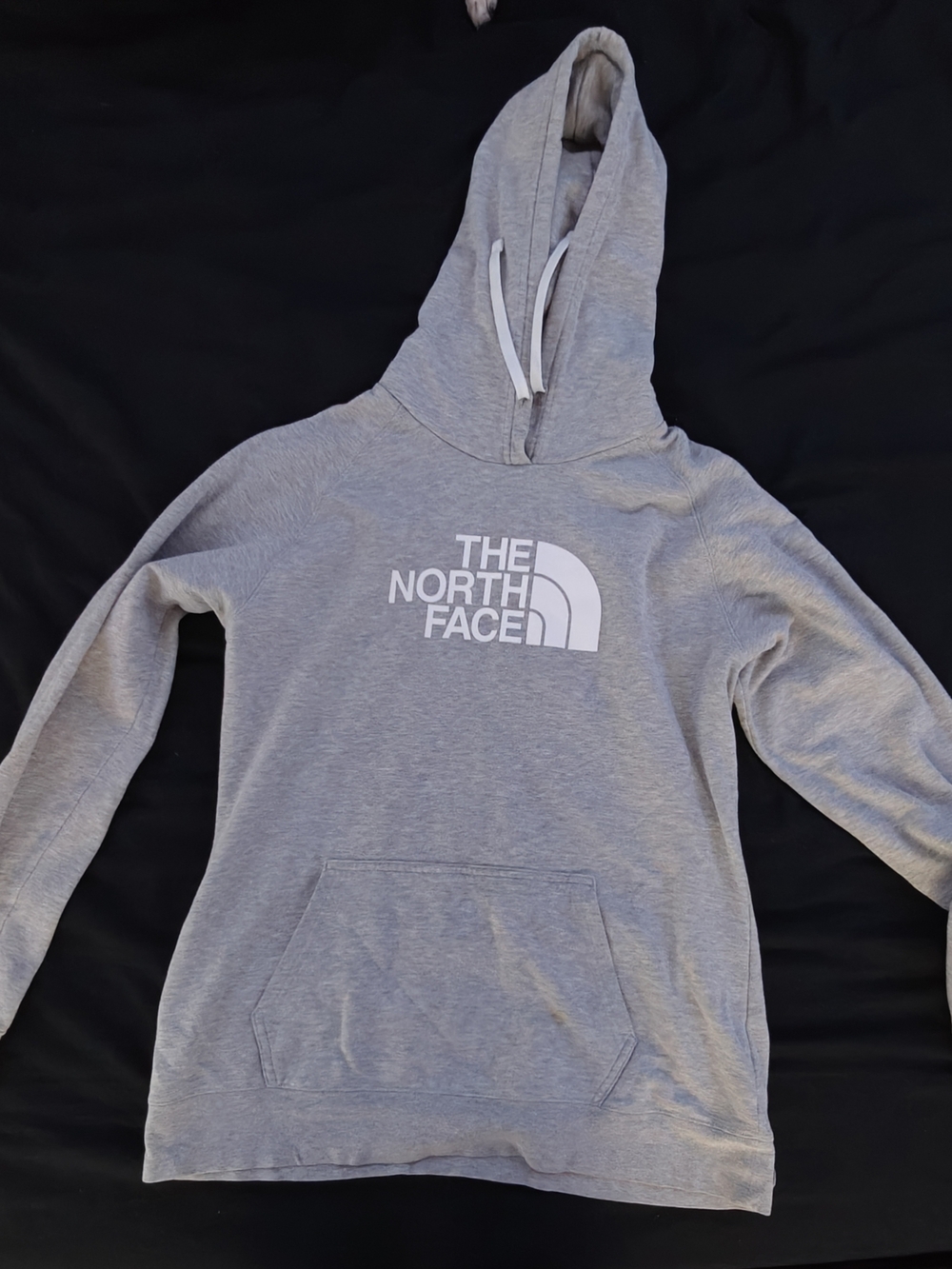 The North Face Light Gray Pullover Hoodie with White Logo